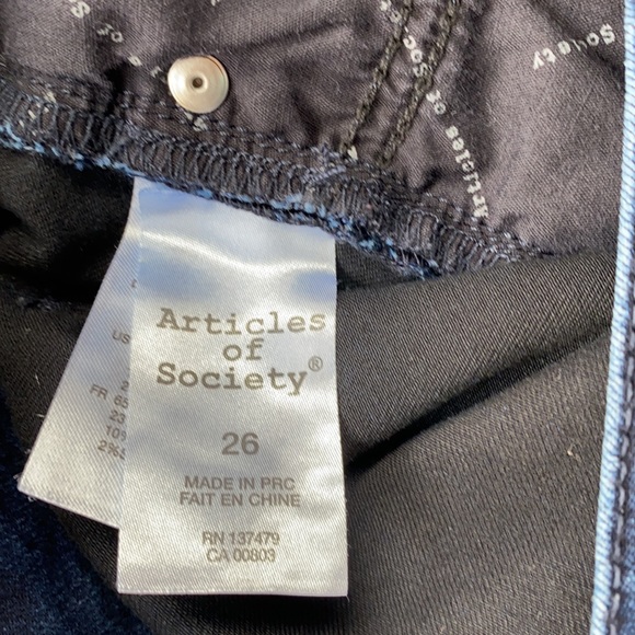 Articles of Society Dark Blue Carly Cut Off Hem Skinny Jeans Size 26 - Picture 10 of 12